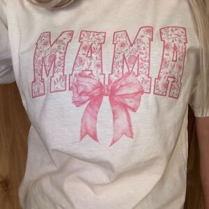 Super cutesy pink florals with bow “MAMA” T-Shirt